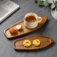 Juego de bandejas de madera con formas variadas, platos para servir con borde elevado para aperitivos de restaurante, venta al por mayor personalizada