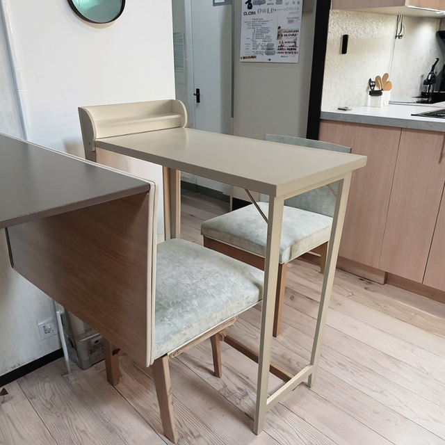 Modern Multifunctional Retractable High Stool Wall-Mounted Folding Bar Table Wooden Panel Dining Table for Small Apartment