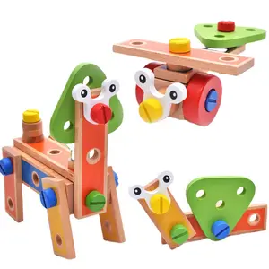 Özel Montessori çocuk ahşap DIY karikatür somun kombinasyonu blokları oyunu eğitim vida meclisi hediye oyuncaklar çocuklar için