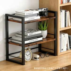 Iron Wood <b>Desktop</b> Storage Rack 40x20x36.7cm 2-Tier Office Organizer for Stationery Food Toys - Product Image 3