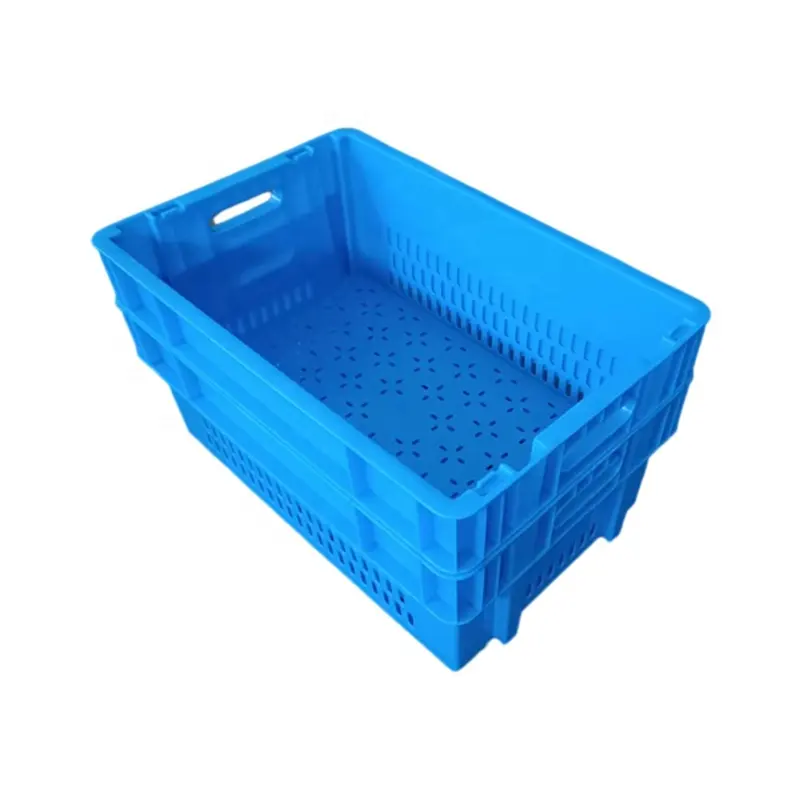 Warehouse Vegetable Nestable Plastic Mesh Crate Basket For Vegetable And Fruit Storage