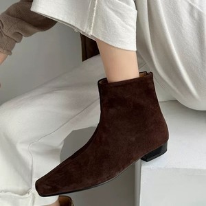 Botines de Mujer con Punta Cuadrada Minimalistas Franceses 2026, Tacón Plano, Cierre Trasero, Botas de Moda Combinables con Todo - Product Image 3