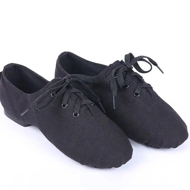 S5213 Sepatu Dansa Jazz Kanvas, Sepatu Dansa Jazz Potongan Rendah, Sepatu Jazz Hitam
