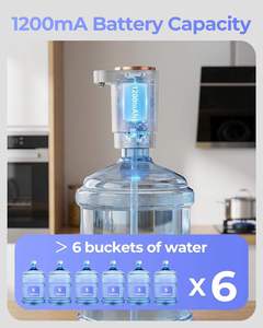 Pompe à eau portable rechargeable électrique sur pied à chargement par le bas avec lumière nocturne froide pour la maison - Product Image 2