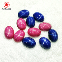Redleaf Wholesale, pierres précieuses synthétiques en saphir rouge étoile, taille cabochon ronde plate, 5 mm-10 mm, rouge rose, bleu, corindon synthétique
