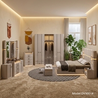 Ensemble de meubles de chambre à coucher modernes MULUNKA, taille king, avec rangement, hauteur réglable, en bois, pour la maison, l'hôtel et la villa