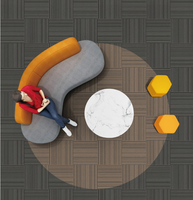 Dalles de moquette modulaires robustes 66x66 avec support PVC, ignifuges, modernes, lavables, teintes en masse, antistatiques, pour sols commerciaux de luxe