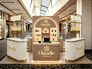 Support de présentation de parfum portable de luxe avec éclairage LED, design écologique |   Étagère métallique détachable pour boutique de parfums haut de gamme - Product Image 1