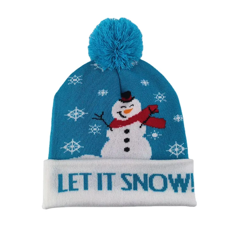 New Arrival Multiple Styles Christmas Cartoon Kids Knit Beanie Hats Santa Hat Christmas Hat With Led Lights for children