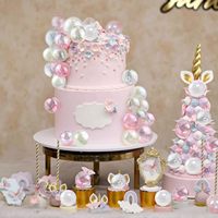 Schillerndes Blasenkugel-Kuchendekorations-Set Rosa Klare Perlenkugel-Topper Herzförmige Streusel Geburtstagsparty-Zubehör