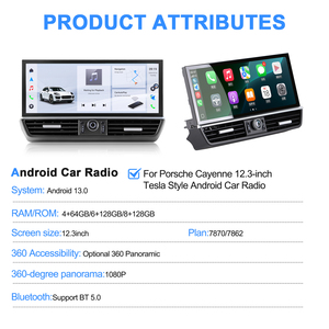 Navihua Nouvel autoradio Android 12,3 pouces avec écran GPS DSP, unité multimédia Carplay pour Porsche Cayenne 2010-2016, mise à niveau style 2018 - Product Image 5
