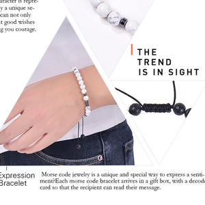 Bijoux uniques faits à la main avec Code Morse, Bracelet Howlite blanc, cadeau inspirant pour les meilleurs amis, maman et fille - Product Image 3