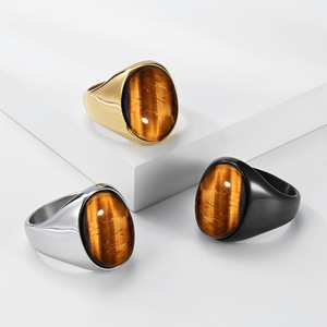 <span class=keywords><strong>Bague</strong></span> en acier inoxydable plaqué or Tempusort Fashion Jewelry avec pierre œil <span class=keywords><strong>de</strong></span> <span class=keywords><strong>tigre</strong></span> ovale noire <span class=keywords><strong>pour</strong></span> <span class=keywords><strong>homme</strong></span>, cadeau d'anniversaire - Product Image 4