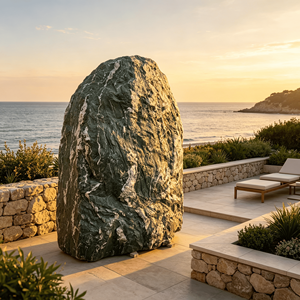 Pierre naturelle paysagère, roche décorative de jardin en granit vert, durable, pour aménagement vertical extérieur - Product Image 2