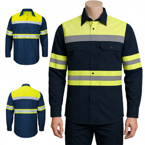 Unisex High-Visibility ANSI Work <b>Shirt</b> Long Sleeve <b>Hi</b>-<b>Vis</b> Construction Uniform Enhanced Reflective Safety Workwear Breathable - Product Image 1