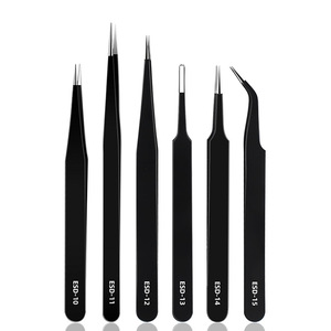 Stainless Steel Tweezers ESD 10 11 12 13 14 15 Anti Static Industrial Precision <b>Tools</b> For Electronics Repair - Product Image 1