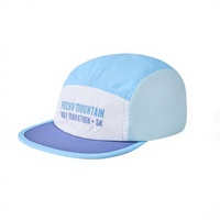 Gorra de 5 Paneles Personalizada, Gorra de Running de Malla de Poliéster, Visera Plana, Bordado de Letras, para Ciclismo, Viajes y Actividades al Aire Libre