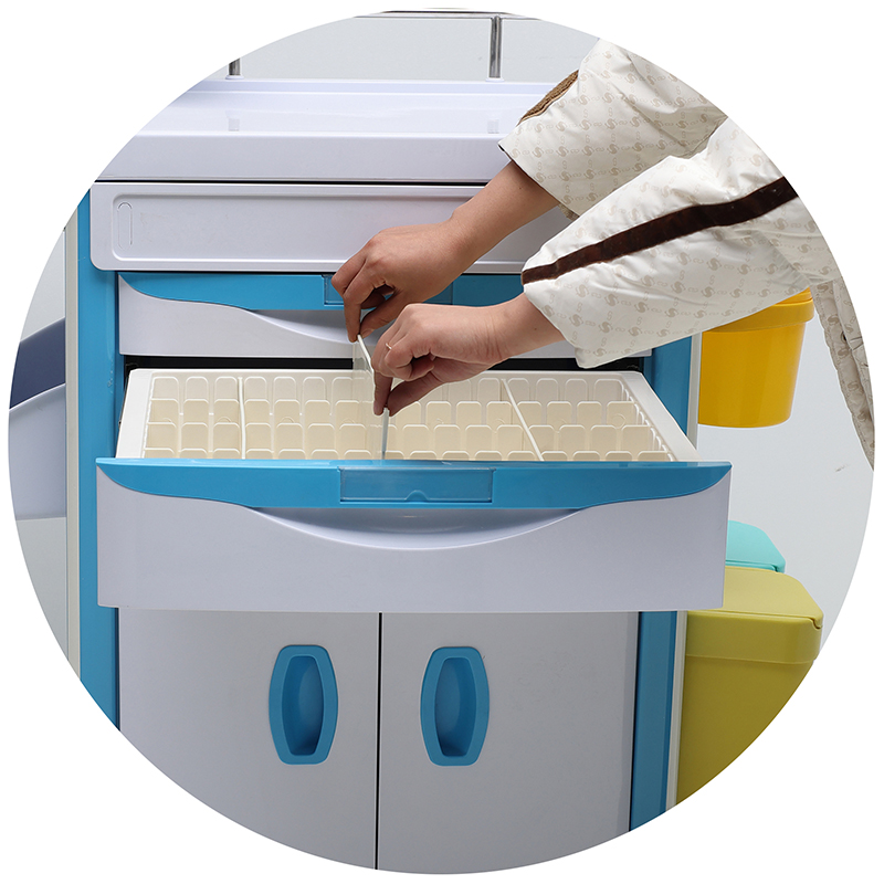 MN-EC002 Nouveau Design Multifonction ABS Plastique Hôpital Trolley Médical Urgence Trolley
