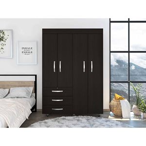 Armario Moderno Isla de 3 Cajones en Negro Wengue, Mueble Elegante para Dormitorio - Product Image 1
