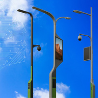 Farola Inteligente con Cámara CCTV para Exteriores, Poste Multifuncional con WiFi y Estación Meteorológica para Ciudades Inteligentes