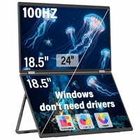 Monitor Portátil Dual de 18.5 Pulgadas, 100Hz FHD IPS, Apilable, Pantalla para Laptop con Soporte Ajustable de 315 Grados para Reuniones