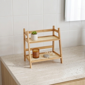 Organisateur de comptoir moderne en bambou à 2 niveaux, organisateur de bureau autoportant, <span class=keywords><strong>étagère</strong></span> échelle à 2 niveaux pour le rangement à la maison, dans le salon ou la cuisine - Product Image 3