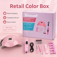 Kit de manucure professionnel Showell rose, perceuse à ongles électrique, lampe à ongles UV LED, ensemble pour salon, maison, bricolage
