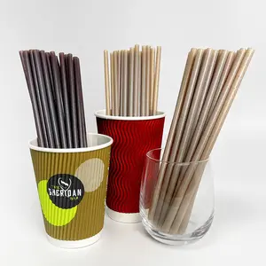 Venta al por mayor orgánico para Boba Tea Coffee Shop personalizado hogar compostable biodegradable desechable Eco café molido bebida pajita