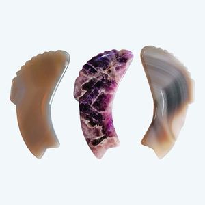 Pierre de Gua Sha en Agate Grise 100% Naturelle Jade Grise Guasha Outil de Grattage avec Logo Personnalisé - Product Image 2