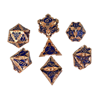 Ensemble de dés polyédriques en métal D&D personnalisés, 7 pièces, écologiques, sur le thème du dragon bleu pour les jeux de rôle