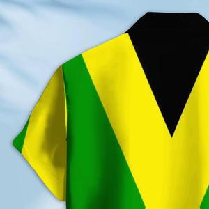 Chemises pour hommes personnalisables et confortables, motif drapeau jamaïcain, vêtements de style rastafari, matière à séchage rapide imprimée par jet d'encre - Product Image 4