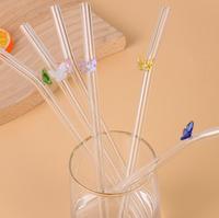 Pailles à boire réutilisables en verre borosilicate, forme papillon, résistantes aux hautes températures, transparentes, colorées, courbées, pour cocktails