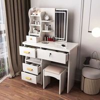 Ensemble de commode de chambre à coucher moderne de style italien, table de maquillage avec miroir éclairé, table de rangement en bois