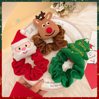 Chouchou en tissu doux motif renne de Noël et Père Noël pour femme, très élastique et durable, accessoire capillaire mignon