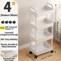 Chariot de rangement mobile 3/4/5 niveaux, chariot utilitaire fin en plastique à roulettes pour l'organisation de la salle de bain, de la chambre, de la chambre d'enfant et de la cave