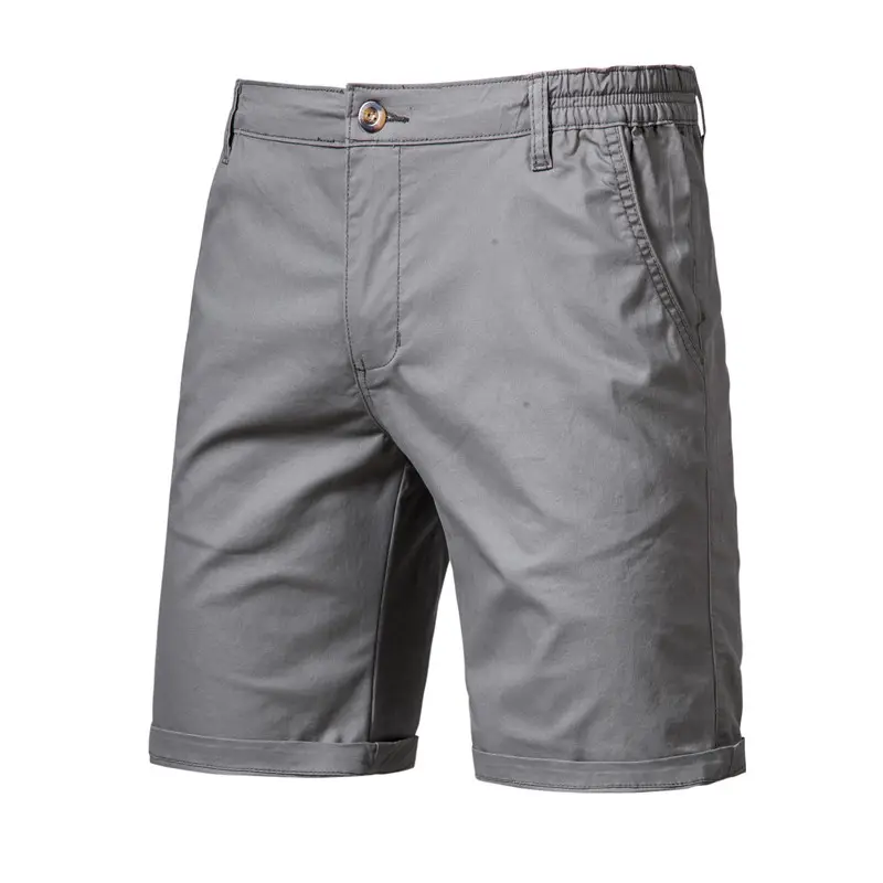 New Summer 100% Cotton Solid Shorts Men High Quality Casual Business Social Elastic Waist Men Shorts 10 Colors Beach Shorts