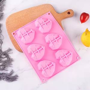 Machine à glaçons résistante à la chaleur 6 cavités en forme de coeur Silicone Cupcake moule cuisson <span class=keywords><strong>Mousse</strong></span> gâteau moule Muffin Pan - Product Image 5