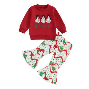 جديد عيد الميلاد طفل 2 قطعة مجموعة ملابس شجرة كوكيت القوس التطريز البلوز عيد الميلاد جرس لباس فتاة البوتيك الزي - Product Image 5