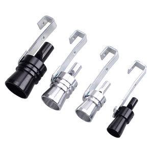 Punta de escape universal de acero inoxidable pulido espejo negro y plateado con silbato de sonido turbo para coche - Product Image 1