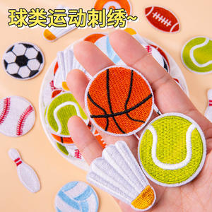 새로운 귀여운 장식용 축구 야구 농구 배드민턴 볼링 공 자수 스티커/다리미 부착 패치 - Product Image 4