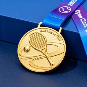 เหรียญสังกะสีอัลลอยชุบทองสำหรับนักเทนนิสรางวัลสโมสรกีฬาเหรียญสะสม - Product Image 3