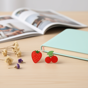 Pinces à cheveux en plastique motif fraise et cerise 5,5 cm pour femme, style décontracté - Product Image 2