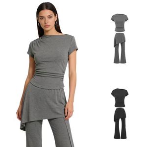 Conjunto de Falda Plisada Ancha y Pantalones Plegados con Top, Diseño Urbano para Mujer, Estilo Transfronterizo - Product Image 1