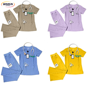 Fabricant de salon de beauté médical col en V gommages personnalisés logo ensembles de gommage d'allaitement pour animaux de compagnie ensembles d'uniformes d'hôpital de médecin à la mode - Product Image 1
