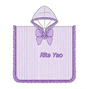 Costume da bagno estivo per bambina con cappuccio in seersucker ricamato, balze e fiocco, fodera in spugna bianca, abbigliamento da spiaggia per bambini 2026 - Product Image 2