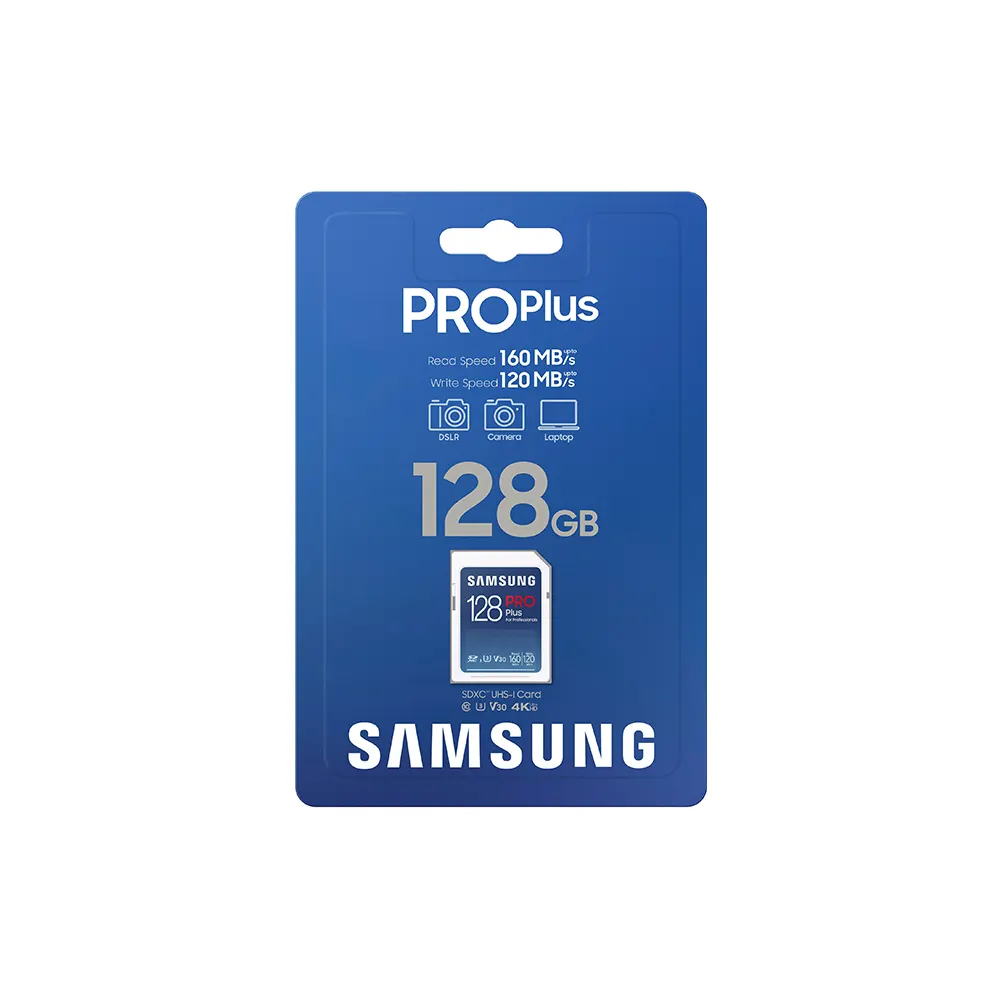 S amsung 128GB SD PRO Plus U3 V30 160MB/s SD Memory Card MB-SD128K/CN