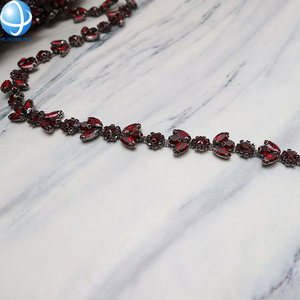 Chaîne de garniture en dentelle strass brillant personnalisé sur rouleau pierres perlées de verre frange coupe robe de danse <span class=keywords><strong>col</strong></span> décor - Product Image 6
