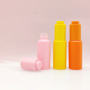 Emballage cosmétique pour soins de la peau, flacon compte-gouttes en verre givré rouge de 1 oz, épaule plate, pour émulsion et huile essentielle, 15 ml, 30 ml, avec boîte - Product Image 2
