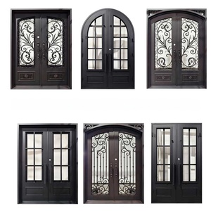 Custom Modern Exclusive Iron French Double <strong>Door</strong> Exterior Front Entrance Security Luxury Wrought Iron <strong>Doors</strong> for Houses Exterior - Product Image 6