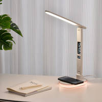 Lampe de bureau LED moderne pour enfants Horloge de charge sans fil Lampe de table pour la maison intelligente Alimentation USB Corps en ABS Caractéristique de bricolage pour le salon
